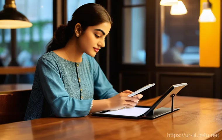 문학과 음악 - **Classical Urdu Poetry in a Modern Cafe Setting**
    A young woman in her early twenties, wearing ...