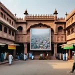 Home 10 포스트모더니즘 문학 - **Prompt:** A bustling street scene in a historic Pakistani city, such as Lahore, viewed through a s...