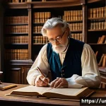 서양 문학사 개론 - A detailed Renaissance-era European scholar's study room filled with ancient Latin and Greek manuscr...